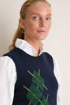 Navy Argyle Eileen Sweater Top