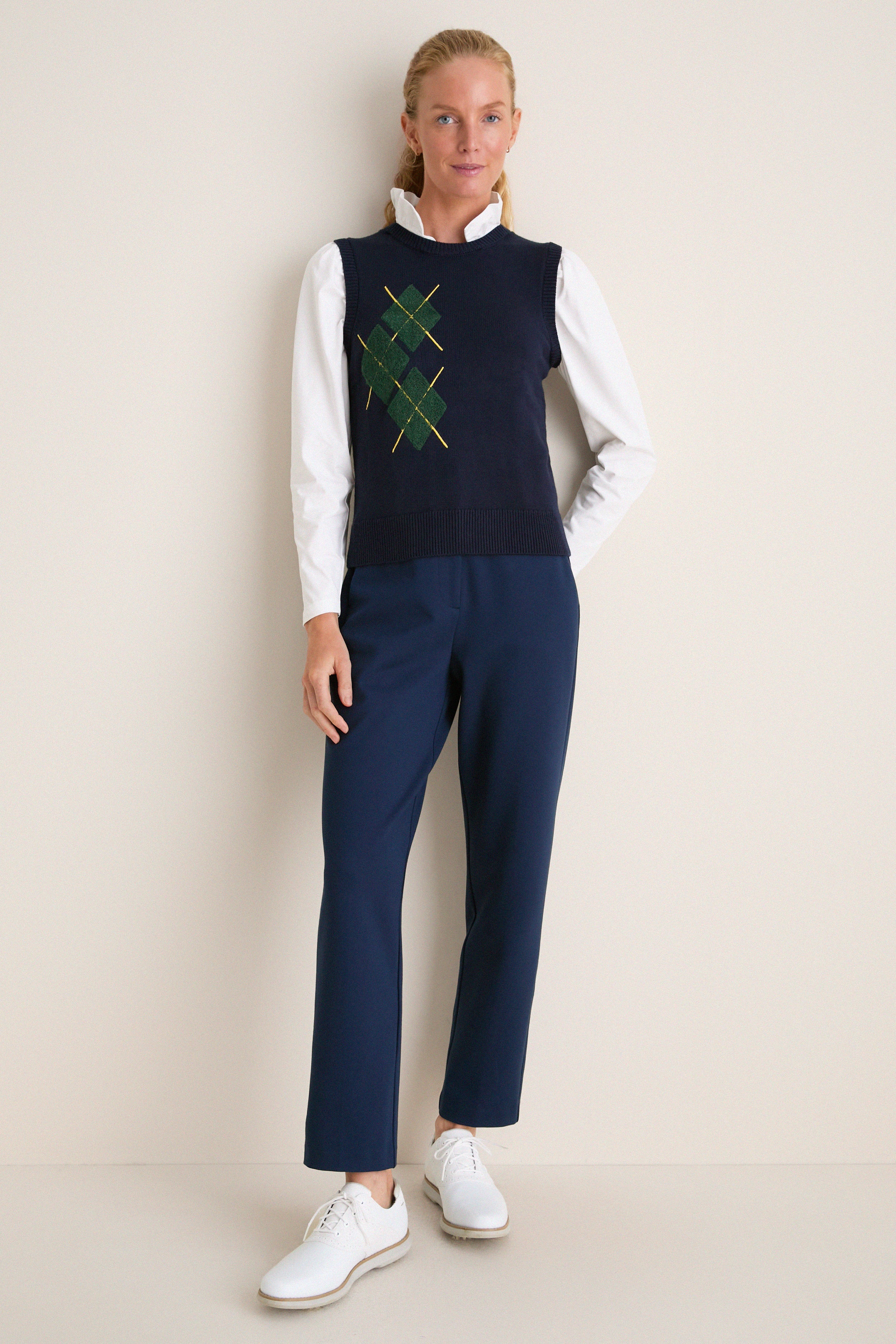 Navy Argyle Eileen Sweater Top