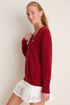 Red Wilma V-Neck Sweater