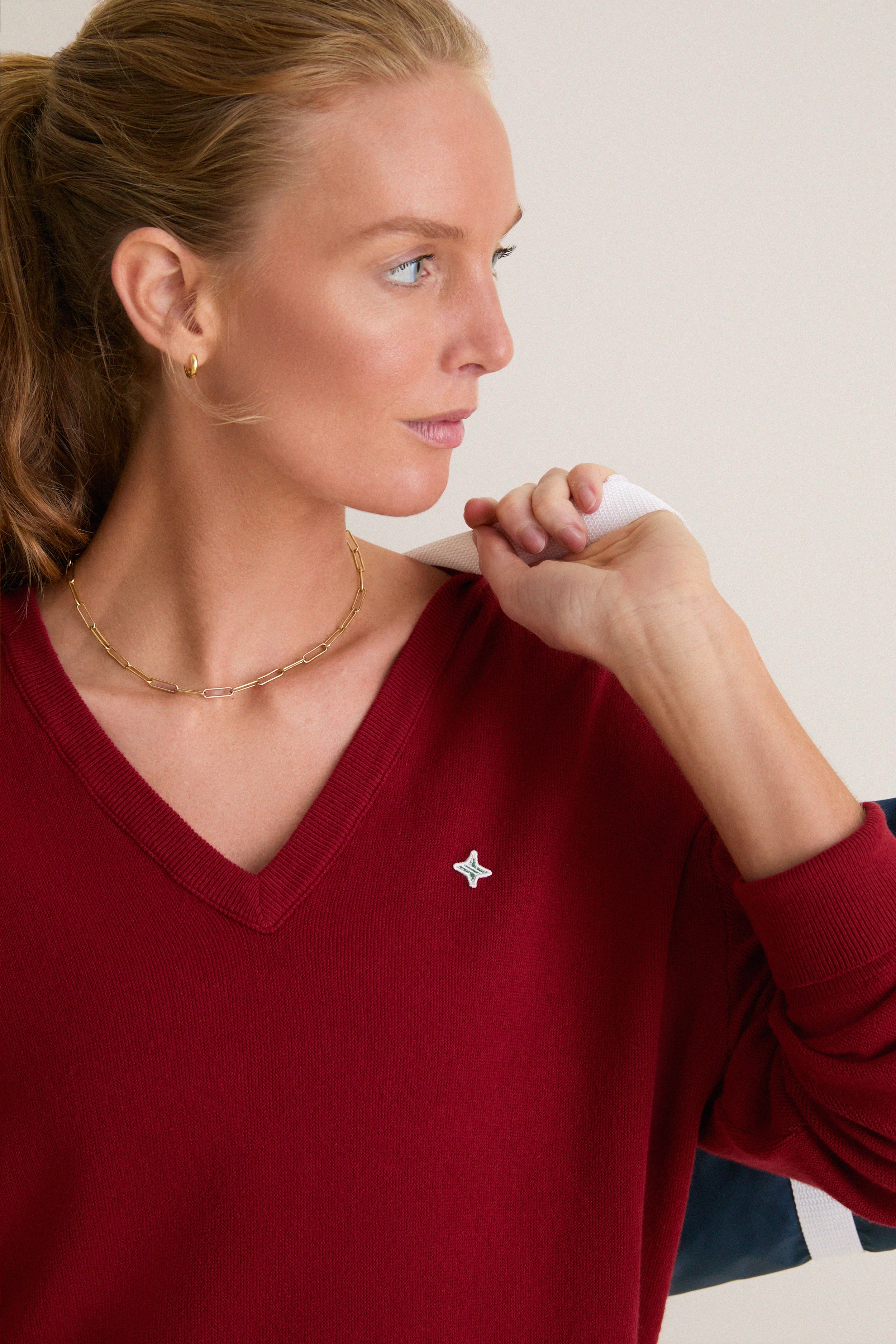 Red Wilma V-Neck Sweater
