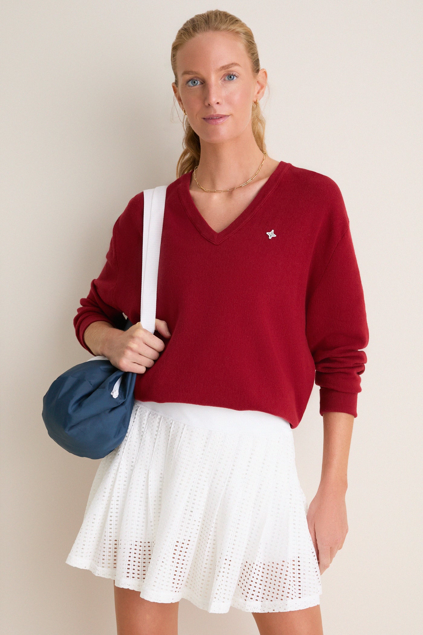 Red Wilma V-Neck Sweater