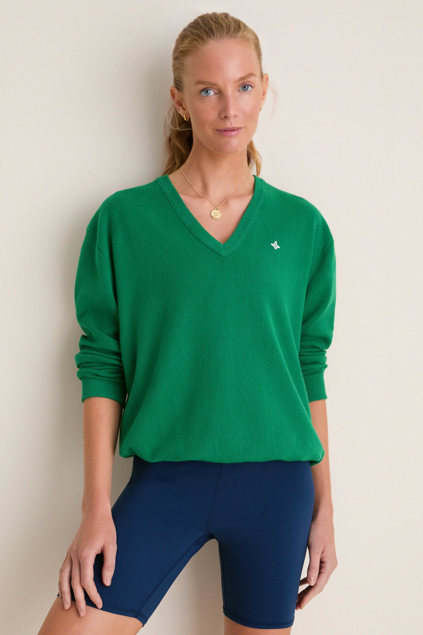 Verdant Green Wilma V-Neck Sweater