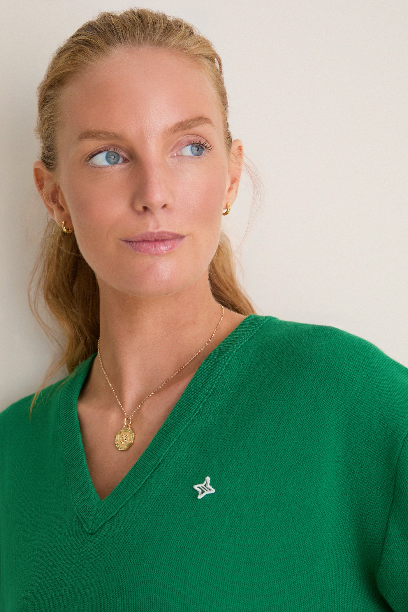 Verdant Green Wilma V-Neck Sweater