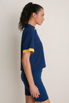 Navy Performance Cotton Cropped Carol Polo