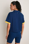 Navy Performance Cotton Cropped Carol Polo