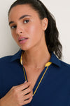 Navy Performance Cotton Cropped Carol Polo