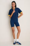 Navy Performance Cotton Cropped Carol Polo