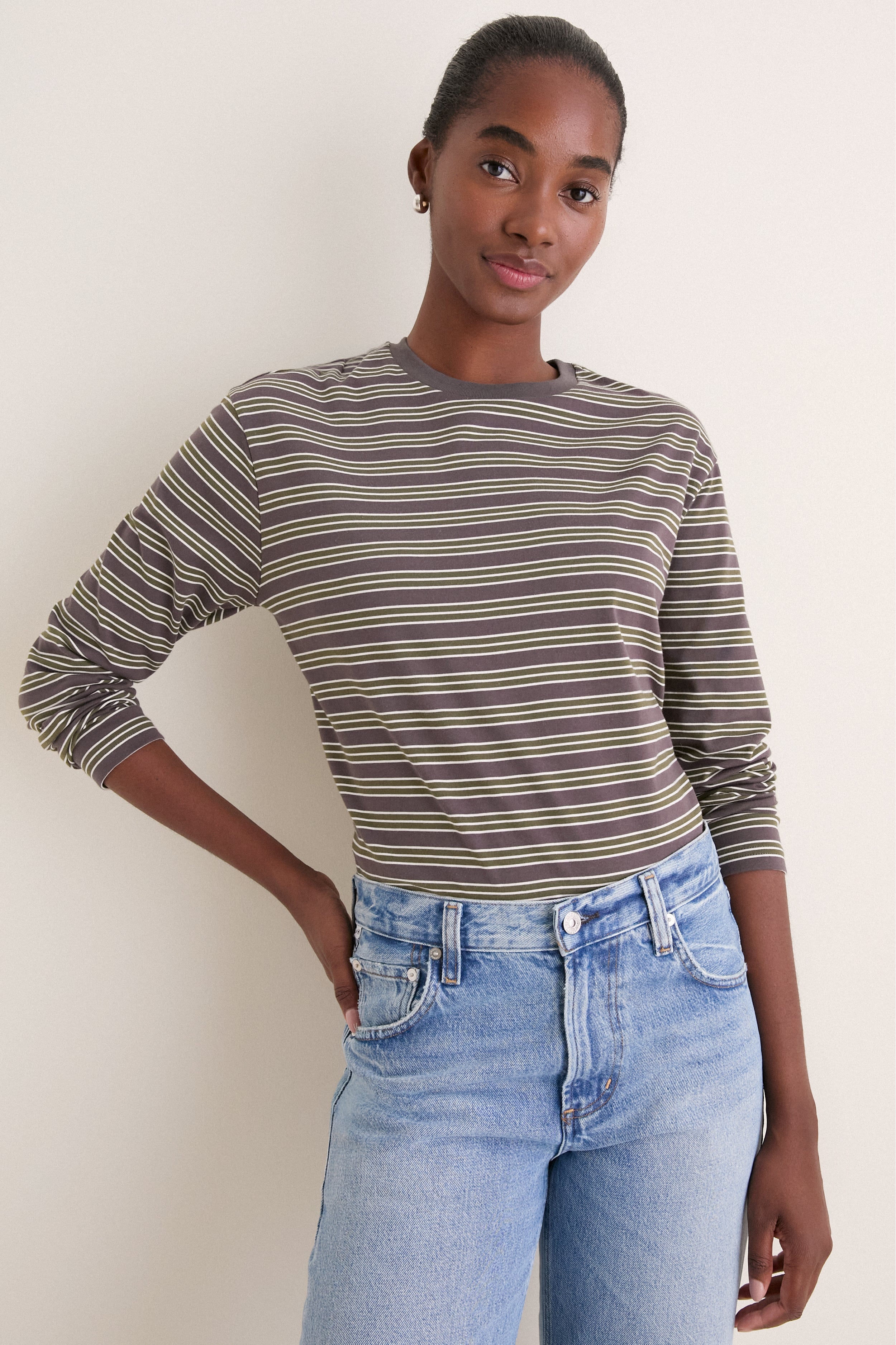 Neutral Collegiate Stripe Morris Shirt