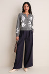 Charcoal Embroidered Floral Quincy Sweater
