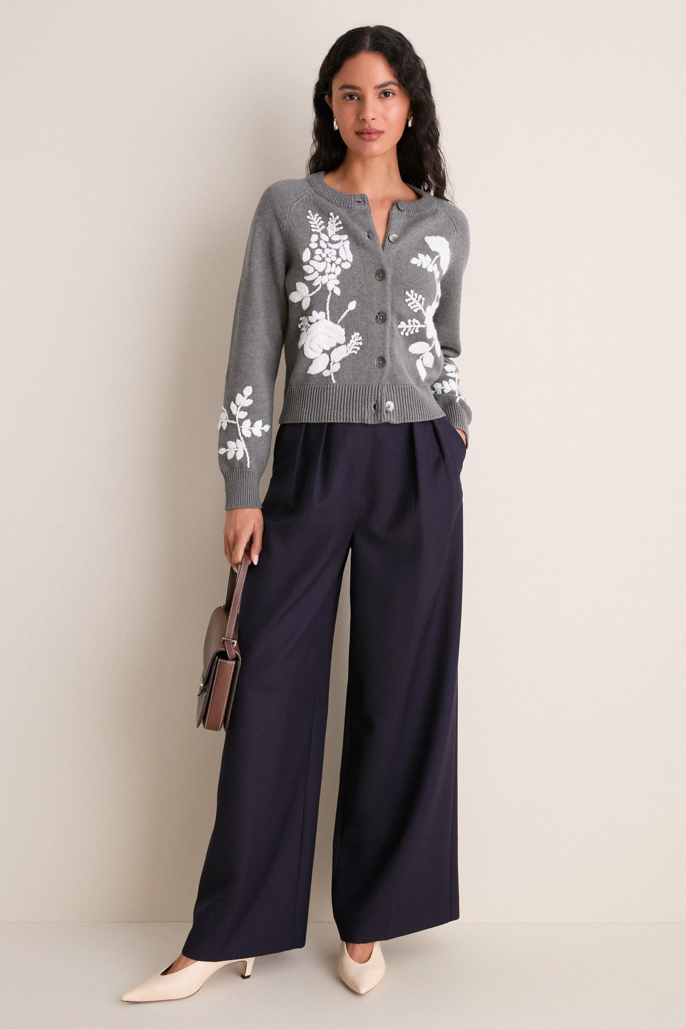 Charcoal Embroidered Floral Quincy Sweater