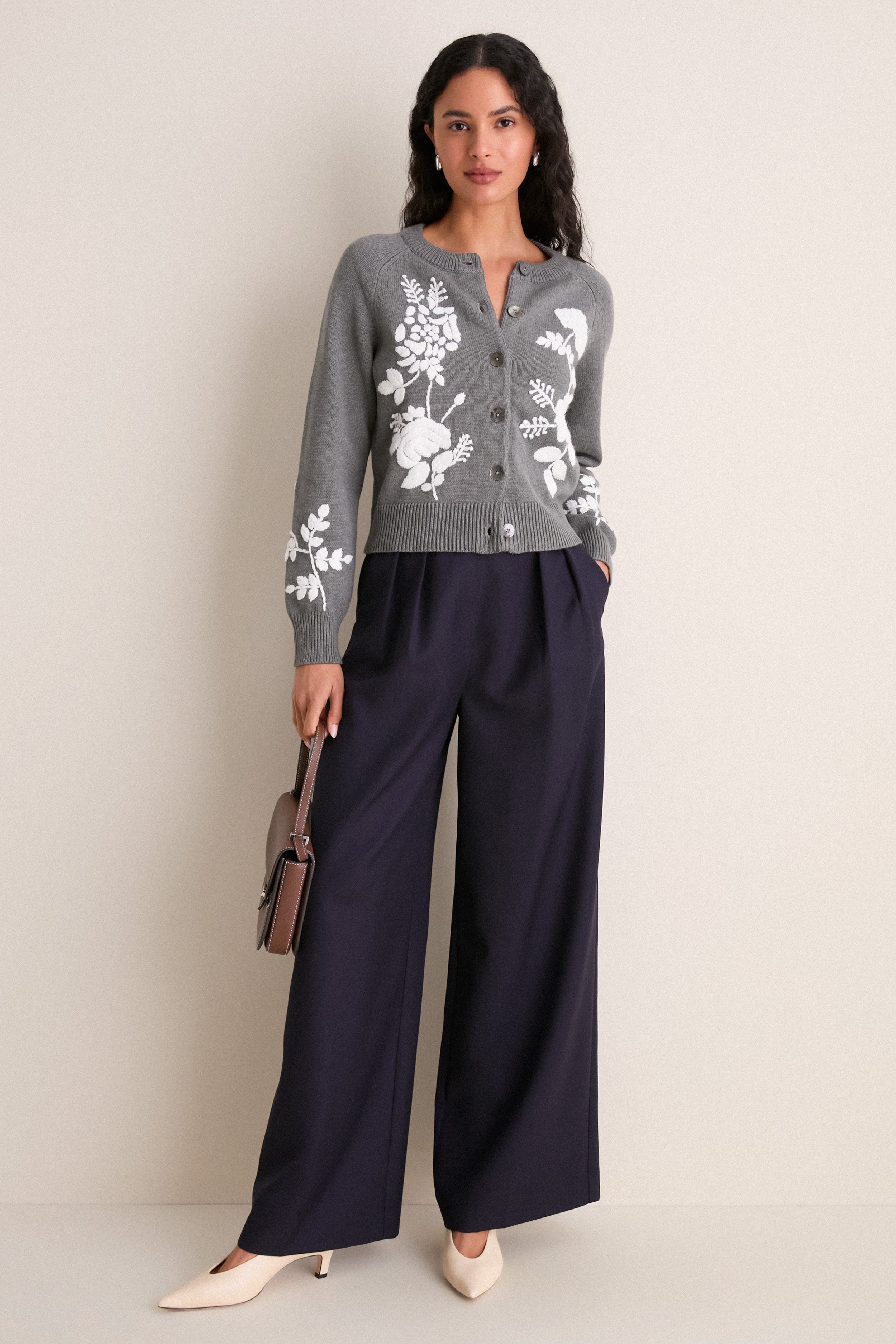 Charcoal Embroidered Floral Quincy Sweater