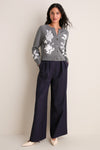 Charcoal Embroidered Floral Quincy Sweater