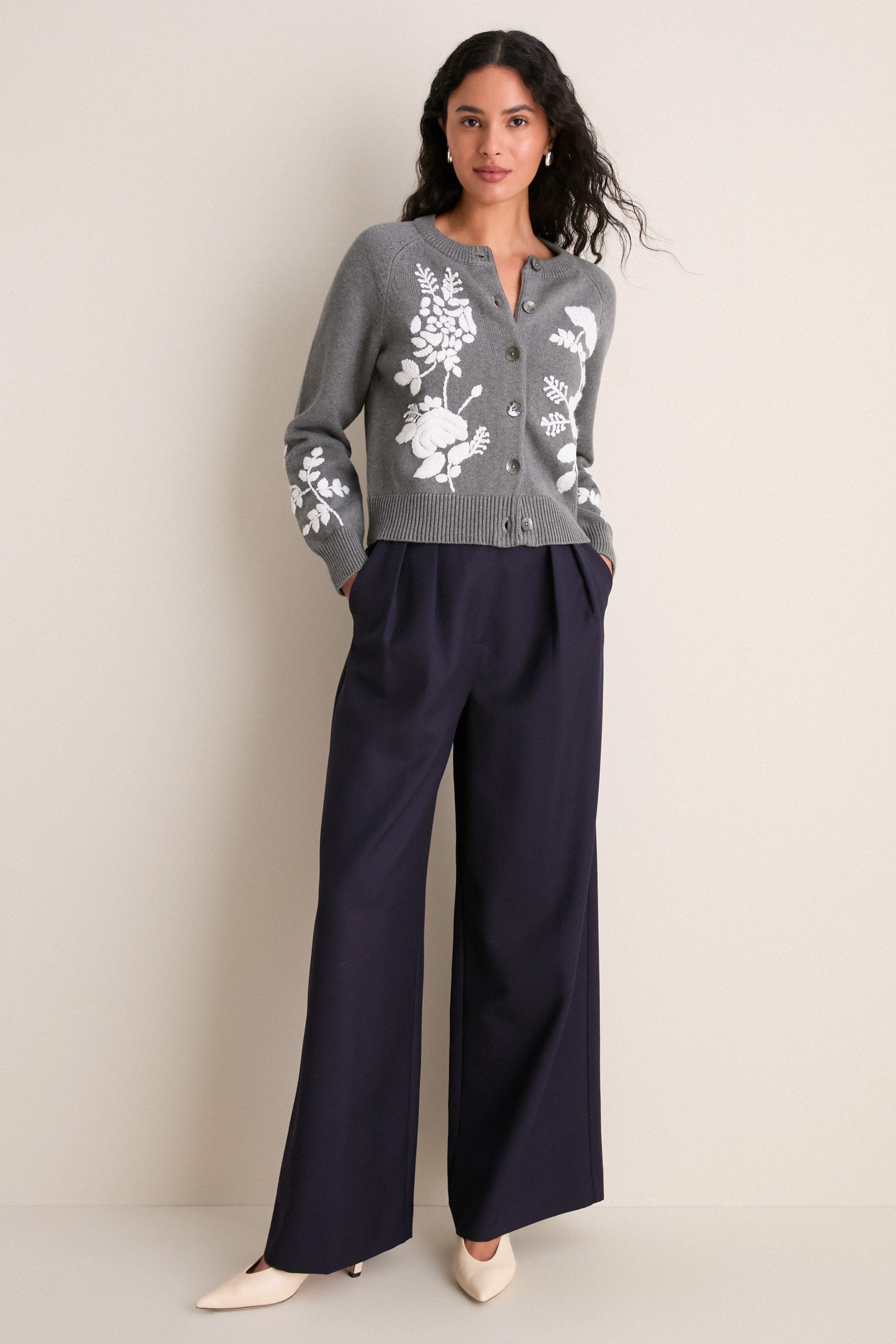 Charcoal Embroidered Floral Quincy Sweater