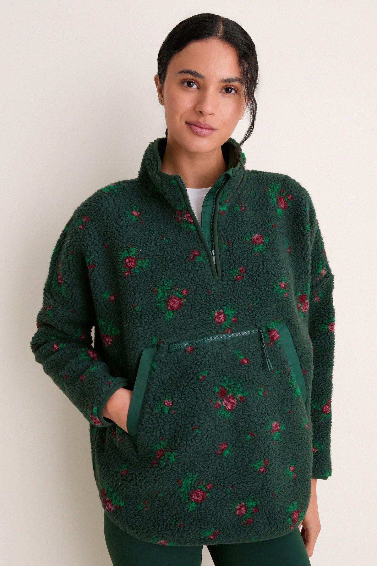 Floral Pine Fleece Cady Quarter Zip
