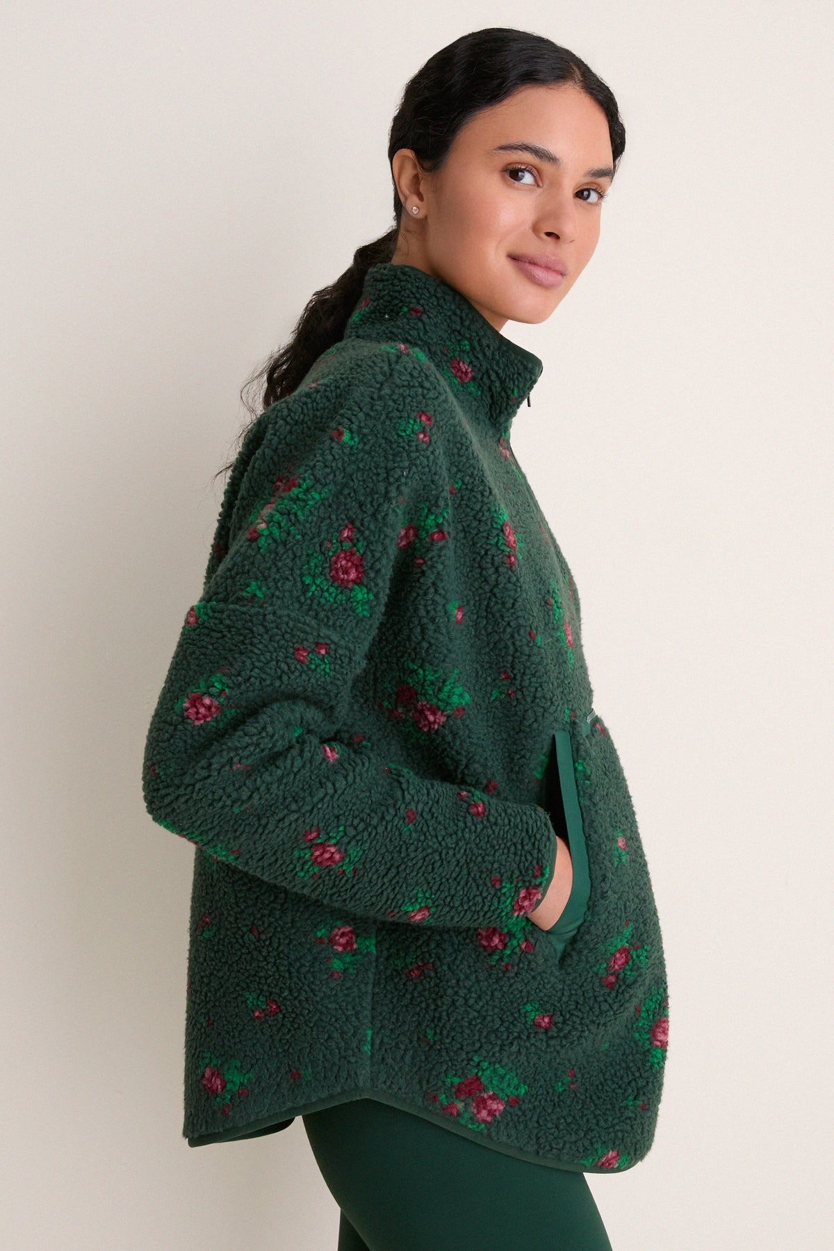 Floral Pine Fleece Cady Quarter Zip