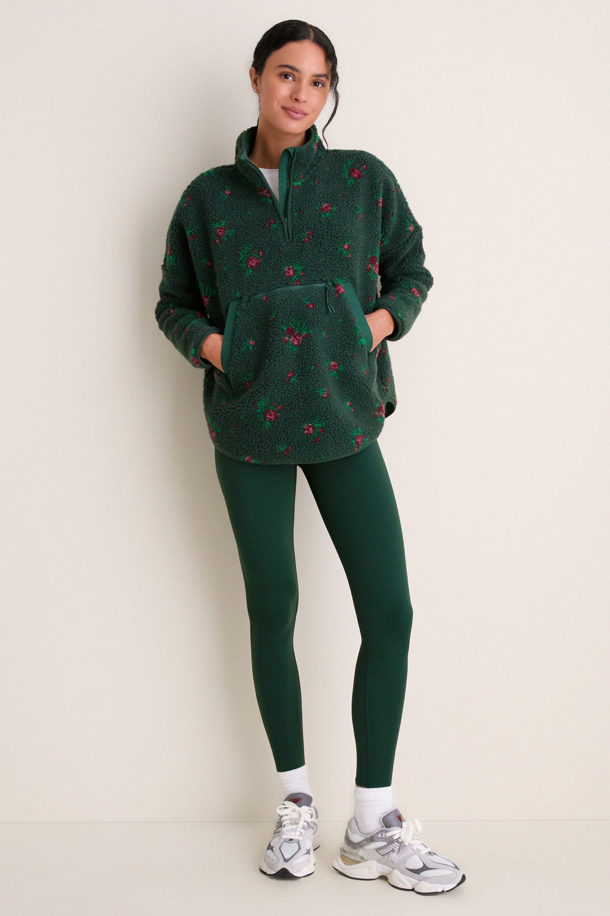 Floral Pine Fleece Cady Quarter Zip