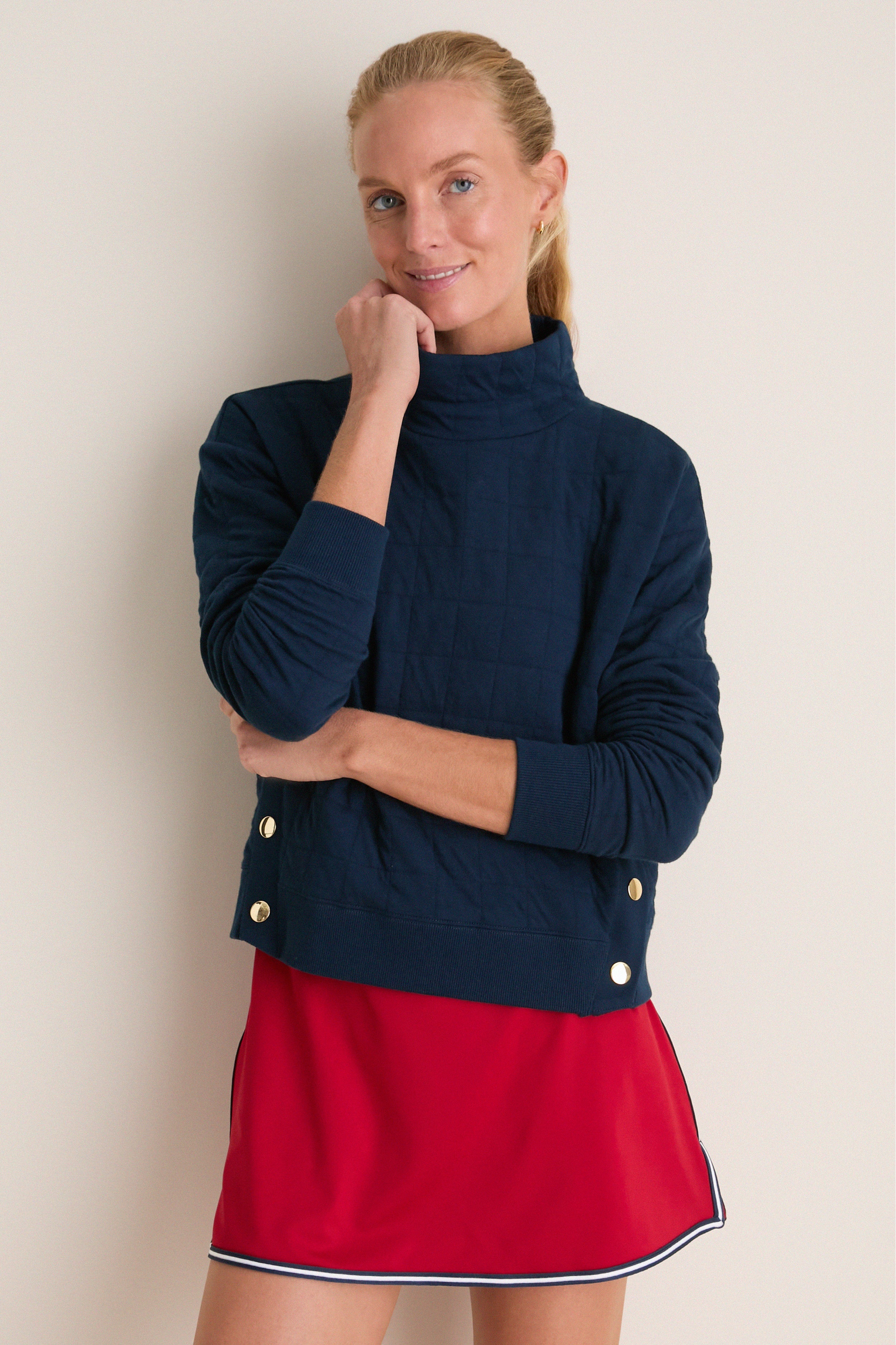 Navy Quilted Wright Funnel Neck