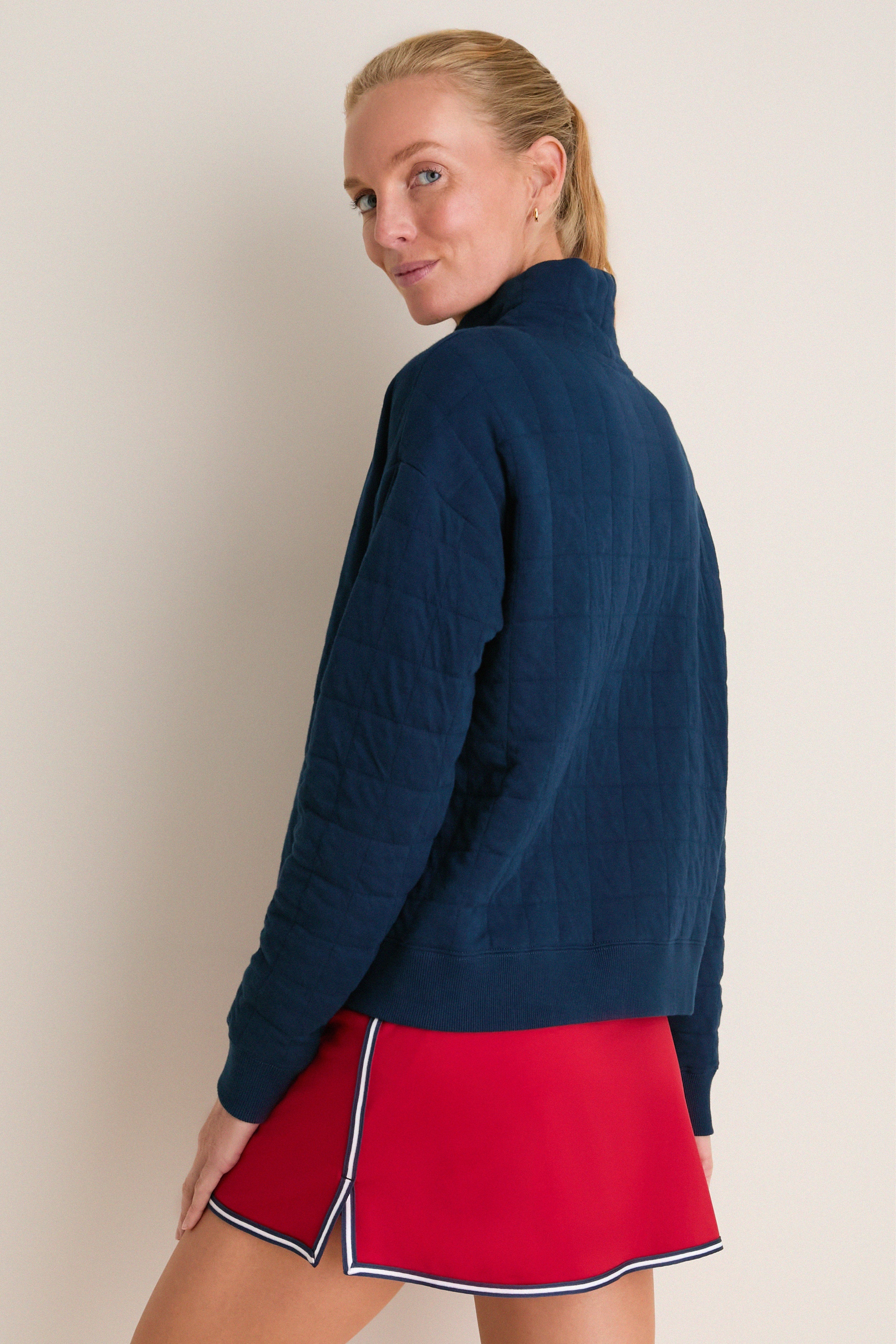 Navy Quilted Wright Funnel Neck