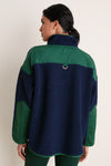 Navy and Green Fleece Lawrence Full Length Zip Up