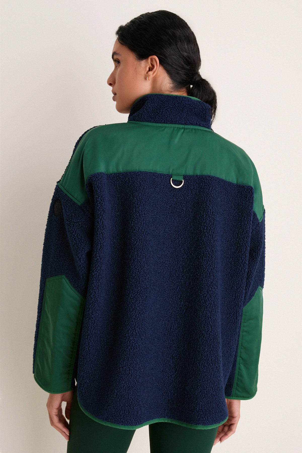 Navy and Green Fleece Lawrence Full Length Zip Up