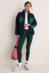 Navy and Green Fleece Lawrence Full Length Zip Up