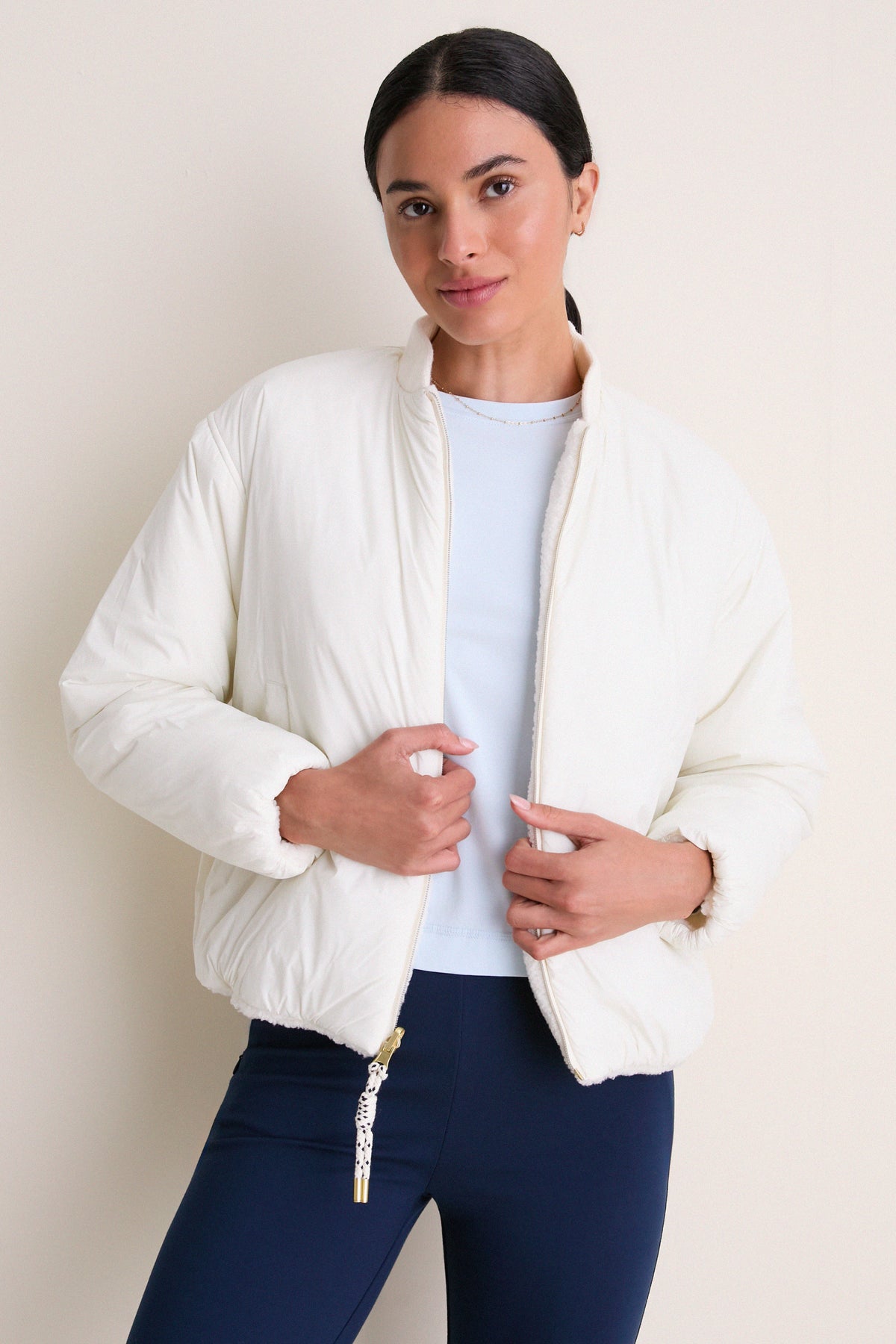 Ivory Reversible Odessa Bomber Jacket