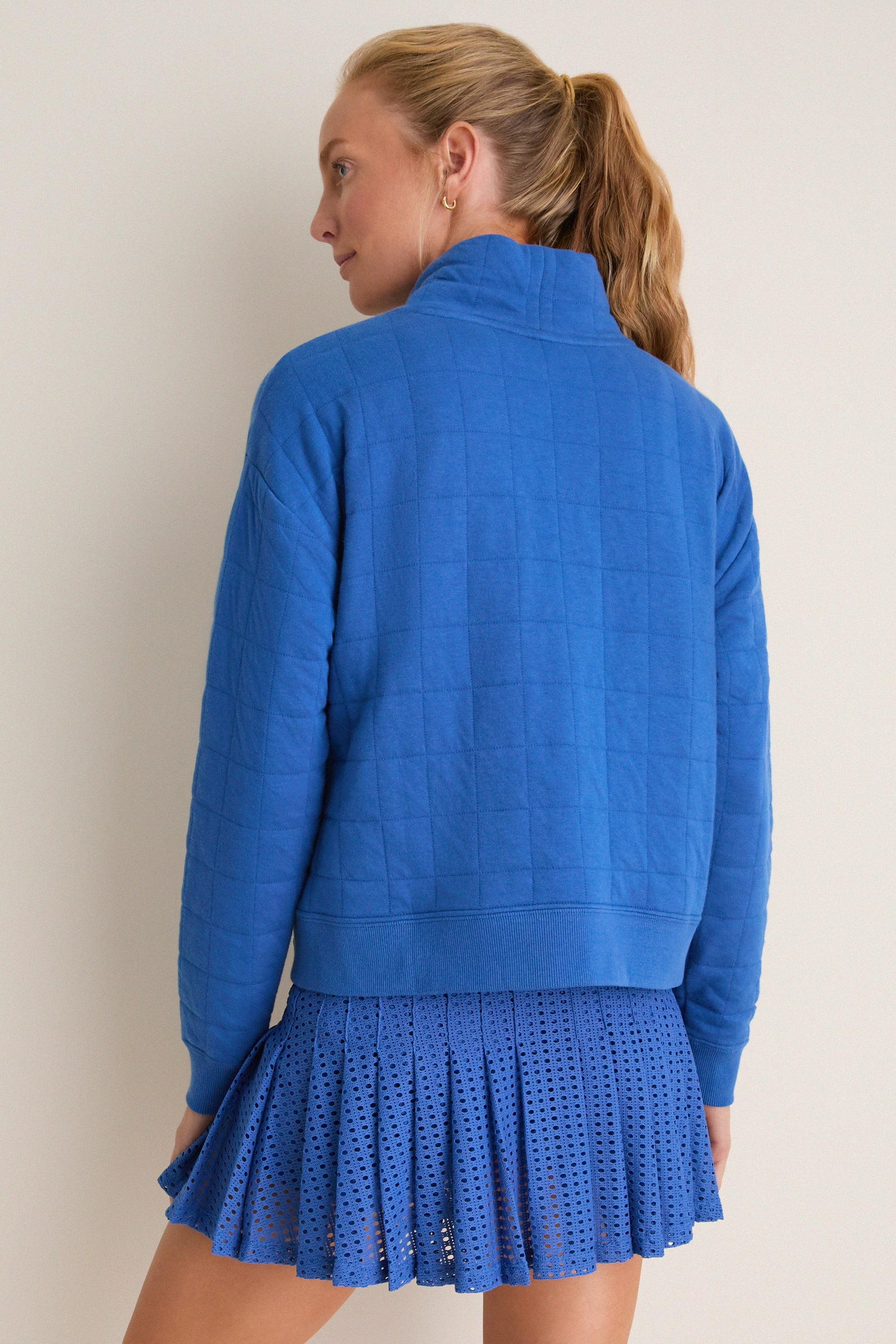 Cobalt Blue Quilted Wright Funnel Neck