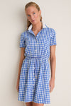 Cobalt Blue Gingham Short Sleeve Performance Seersucker Alcott Golf Dress