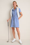 Cobalt Blue Gingham Short Sleeve Performance Seersucker Alcott Golf Dress