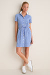 Cobalt Blue Gingham Short Sleeve Performance Seersucker Alcott Golf Dress