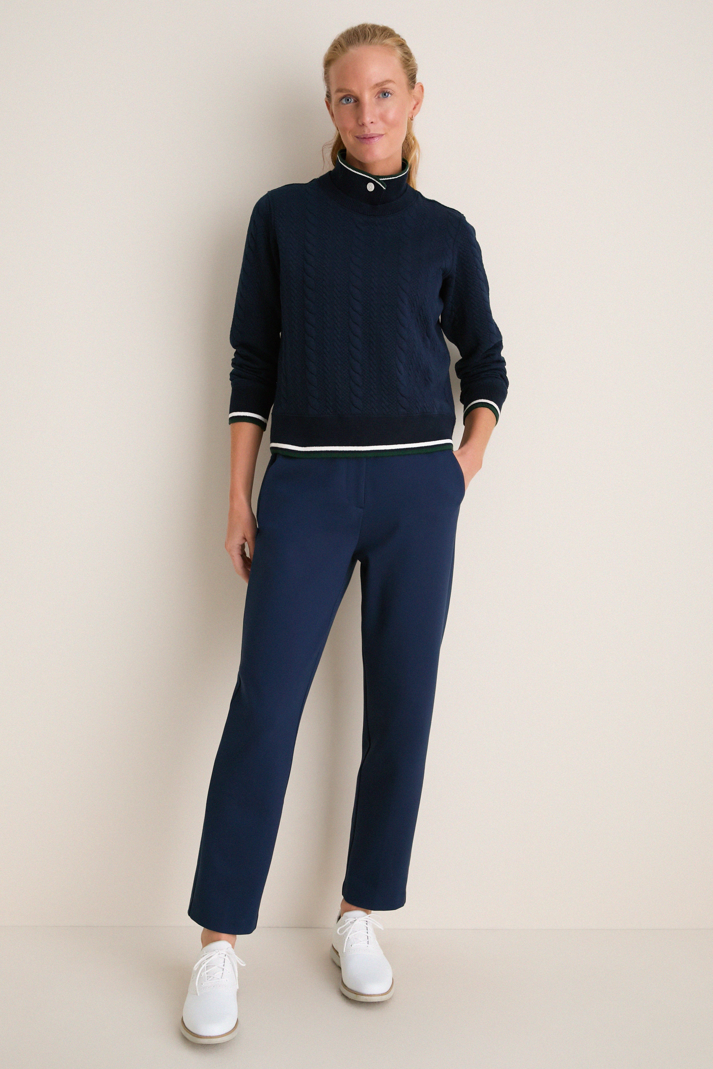 Navy 28 Inch Compression Cindy Straight Leg Pant