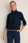 Navy Quilted Stretch Collared Colleen Pullover