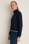 Navy Quilted Stretch Collared Colleen Pullover