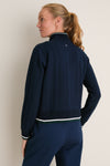 Navy Quilted Stretch Collared Colleen Pullover
