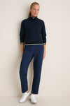 Navy Quilted Stretch Collared Colleen Pullover