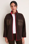 Brown and Red Fleece Lawrence Full Length Zip Up