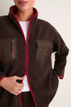 Brown and Red Fleece Lawrence Full Length Zip Up