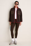 Brown and Red Fleece Lawrence Full Length Zip Up