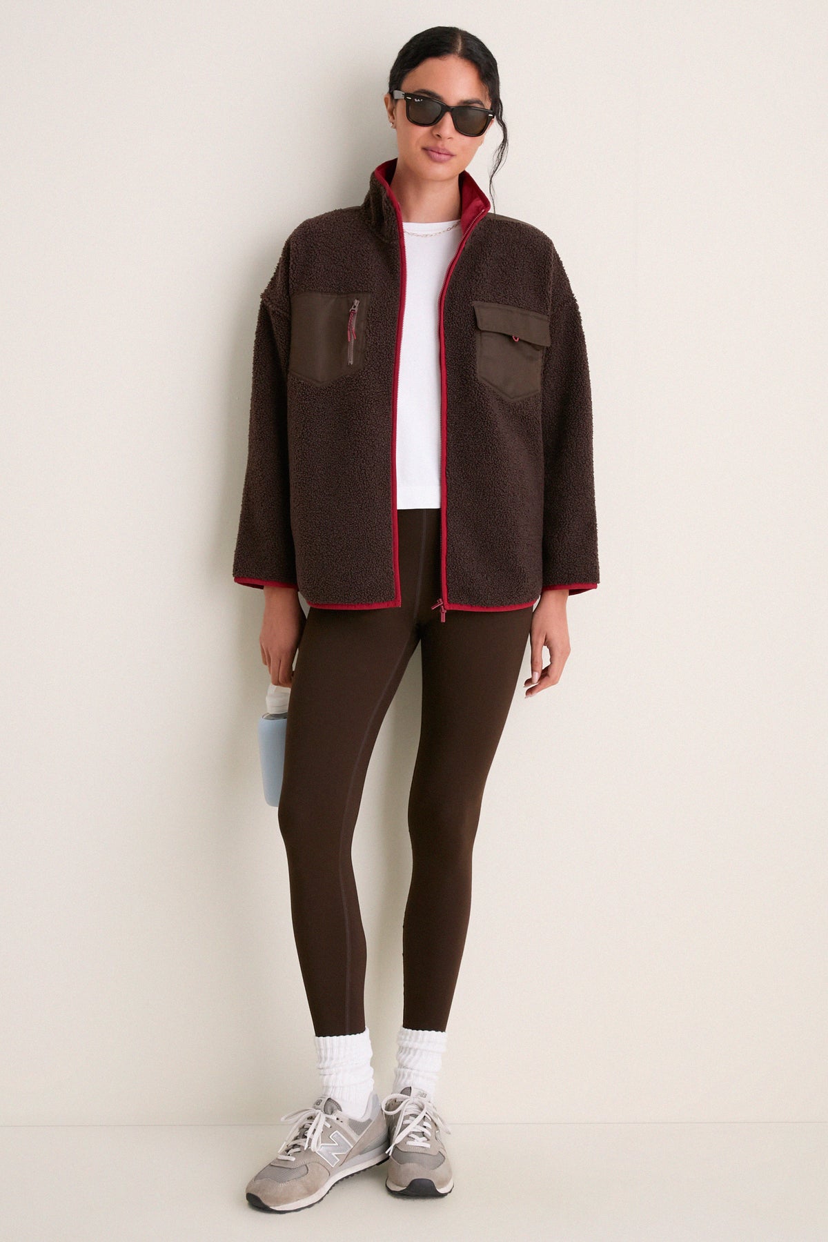 Brown and Red Fleece Lawrence Full Length Zip Up