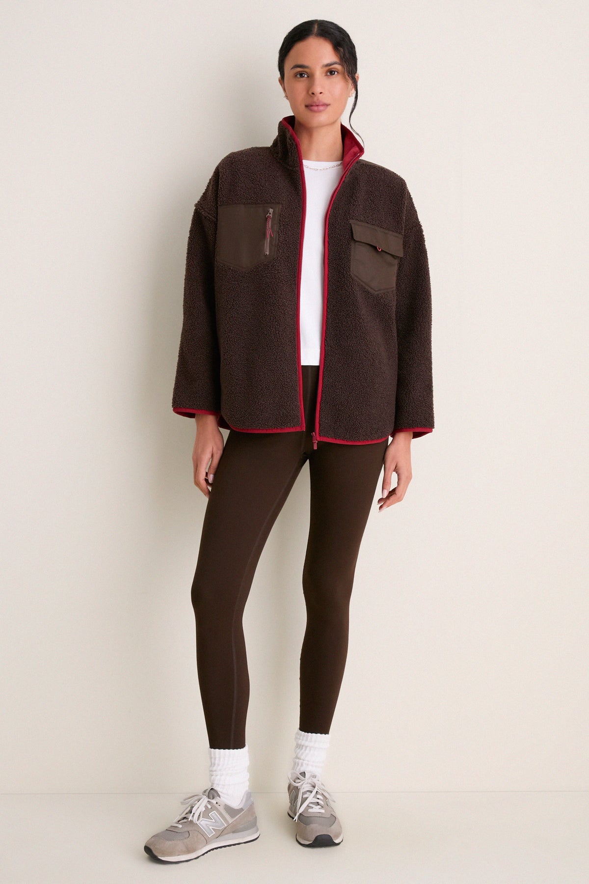 Brown and Red Fleece Lawrence Full Length Zip Up