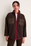 Brown and Red Fleece Lawrence Full Length Zip Up