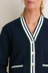Navy and White Cable Charley Cardigan