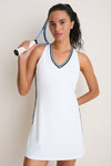 White V-Neck Racerback Performance Jersey Brett Tennis Dress