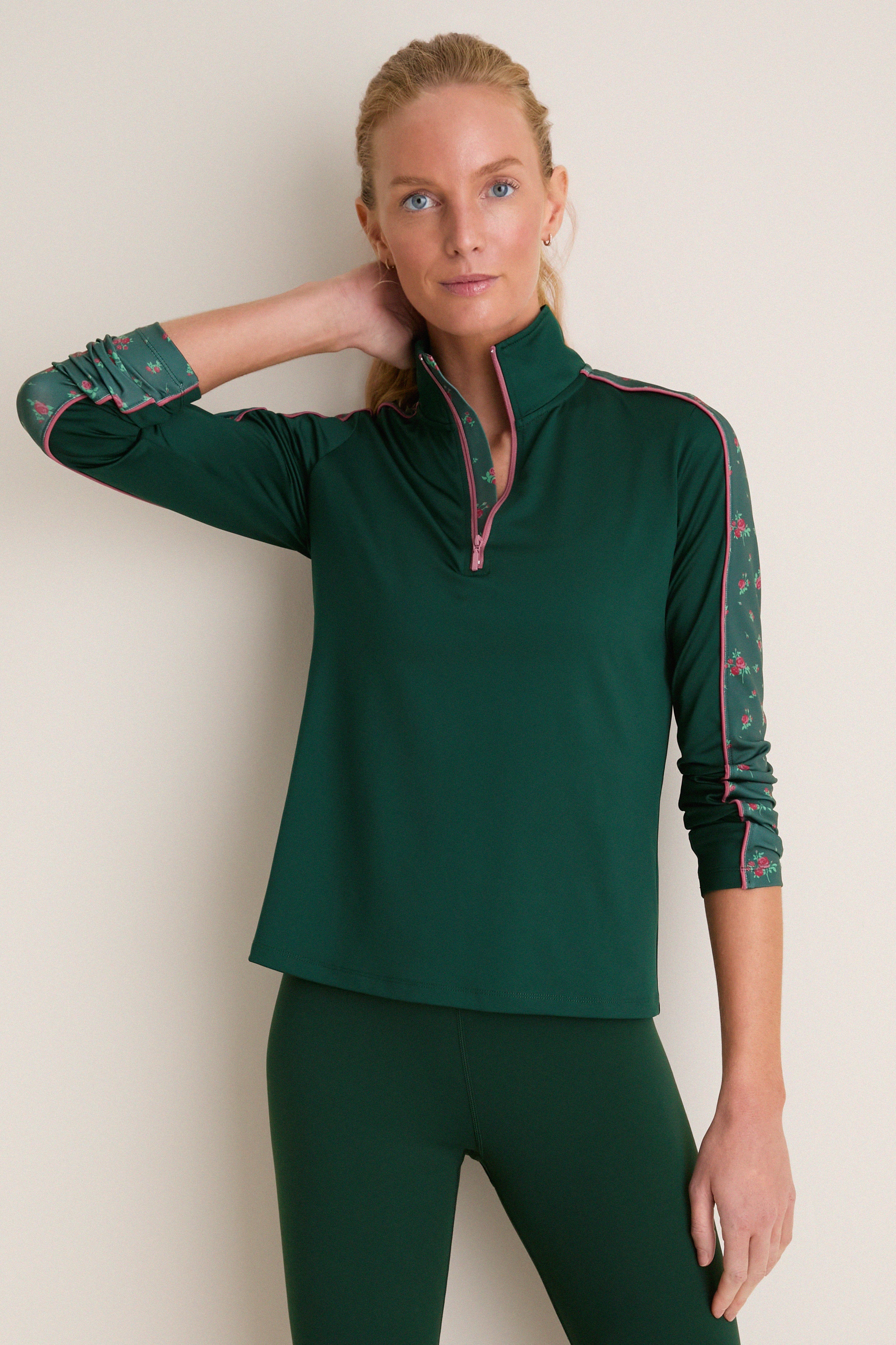 Floral Pine Jersey Carver Quarter Zip Tee | Tnuck Sport