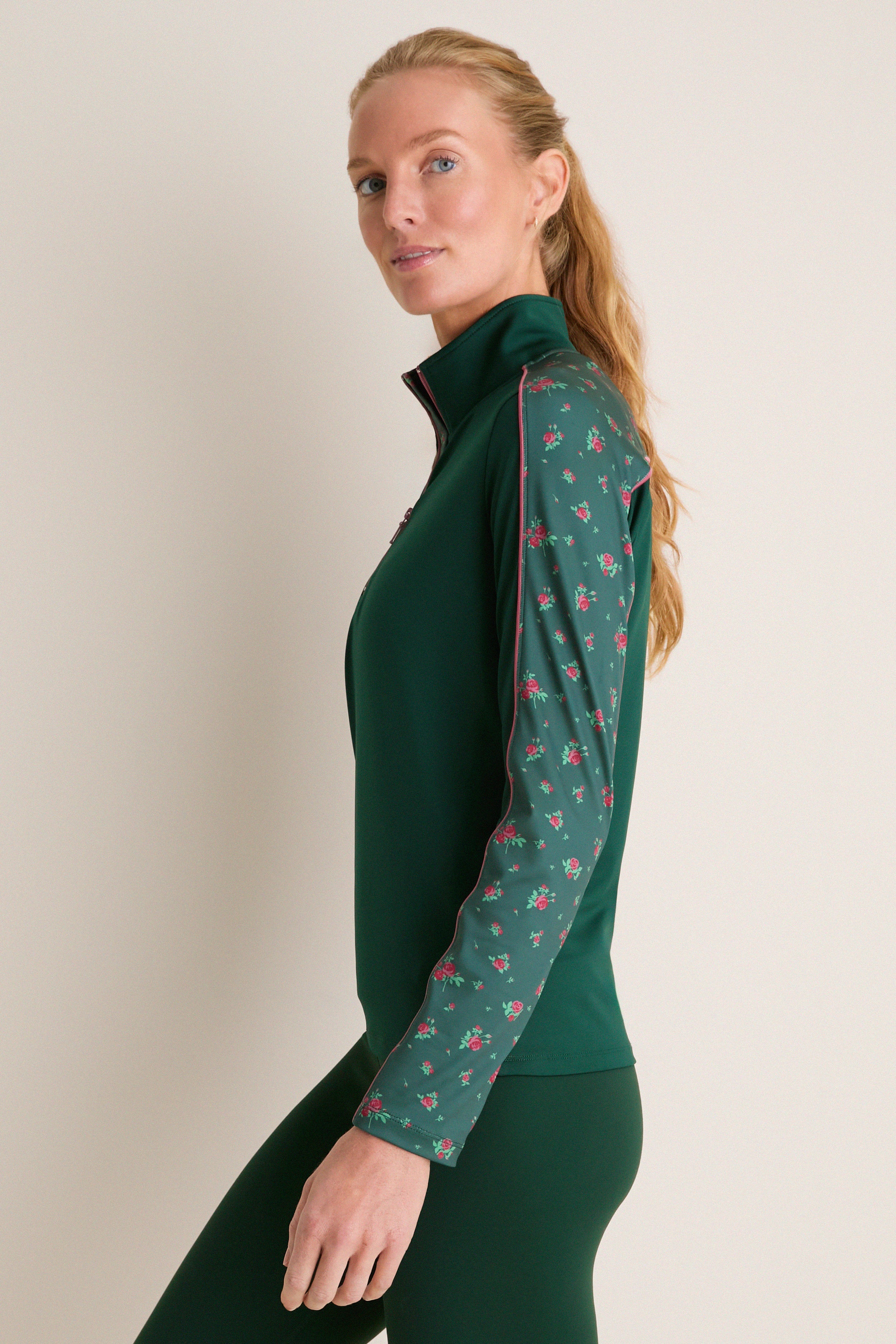 Floral Pine Jersey Carver Quarter Zip Tee | Tnuck Sport