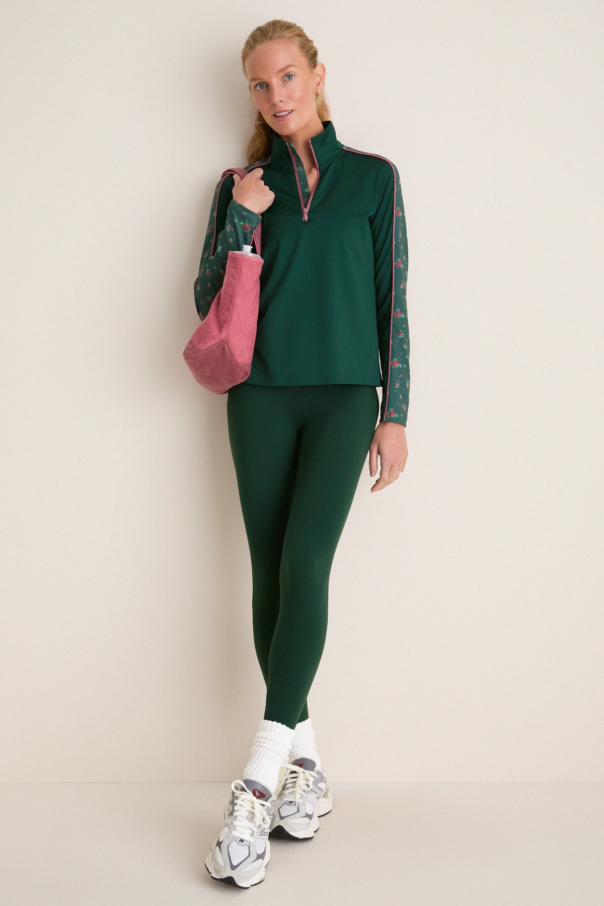 Floral Pine Jersey Carver Quarter Zip Tee