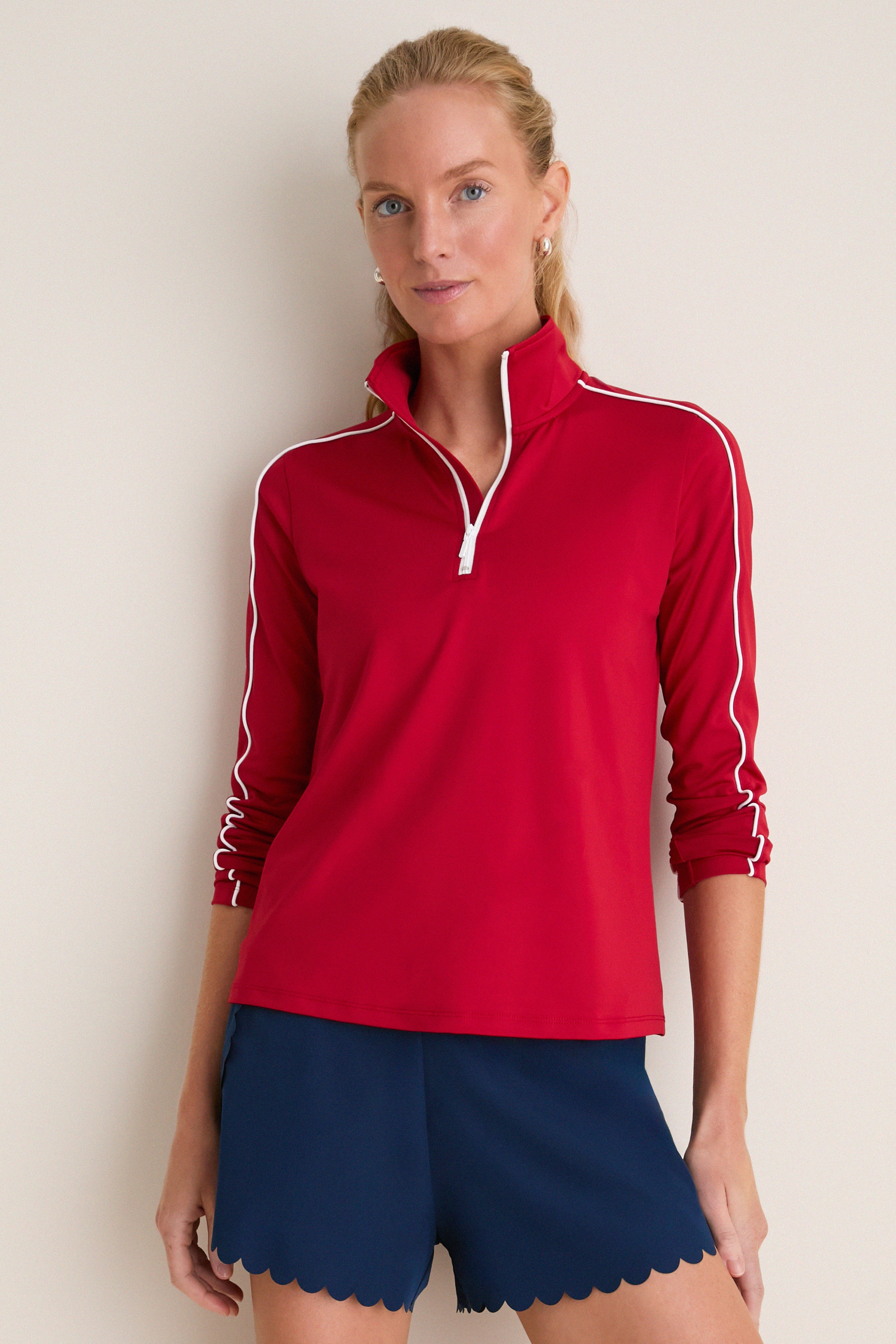Red Jersey Carver Quarter Zip Tee | Tnuck Sport