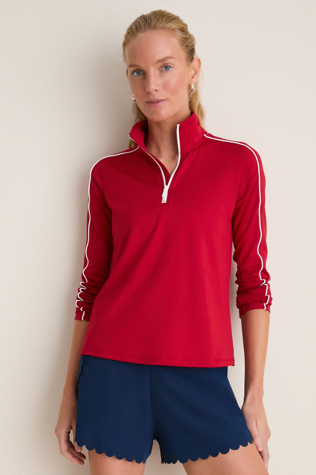 Red Jersey Carver Quarter Zip Tee