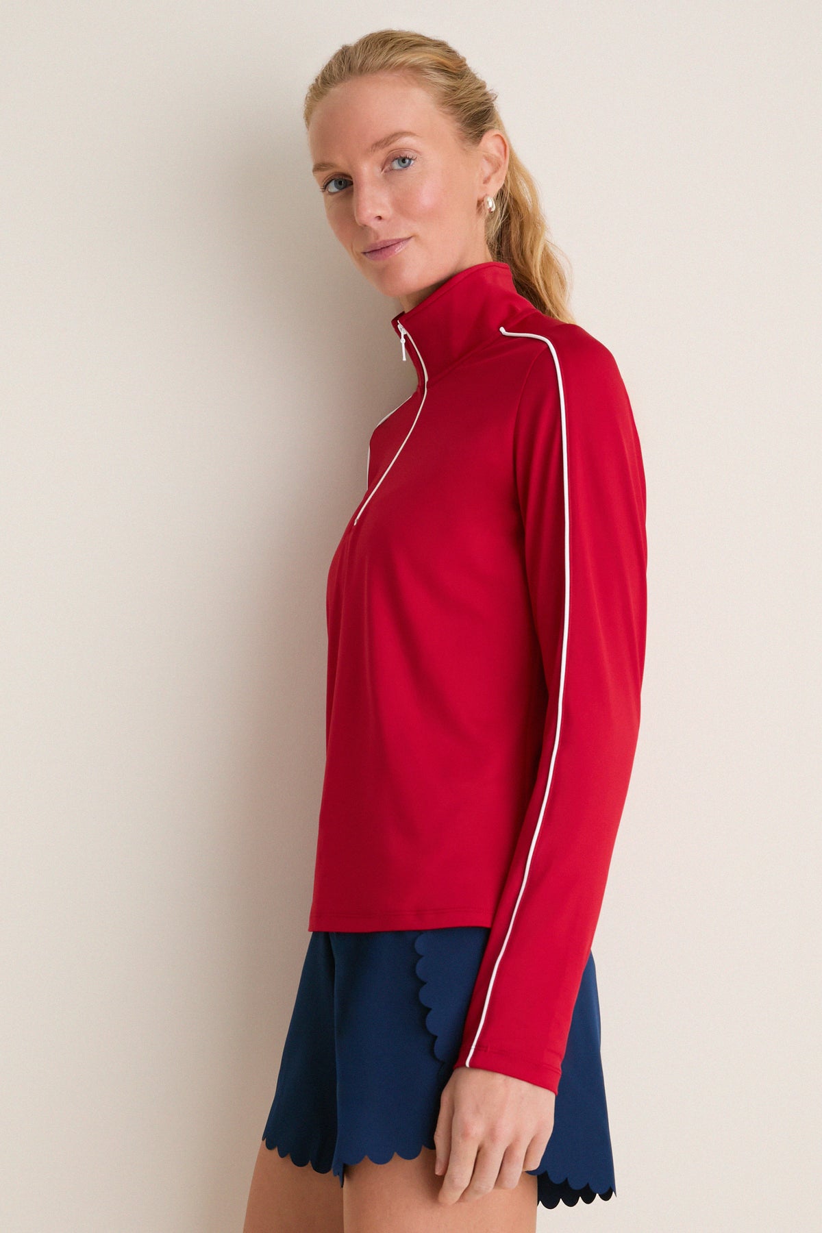 Red Jersey Carver Quarter Zip Tee