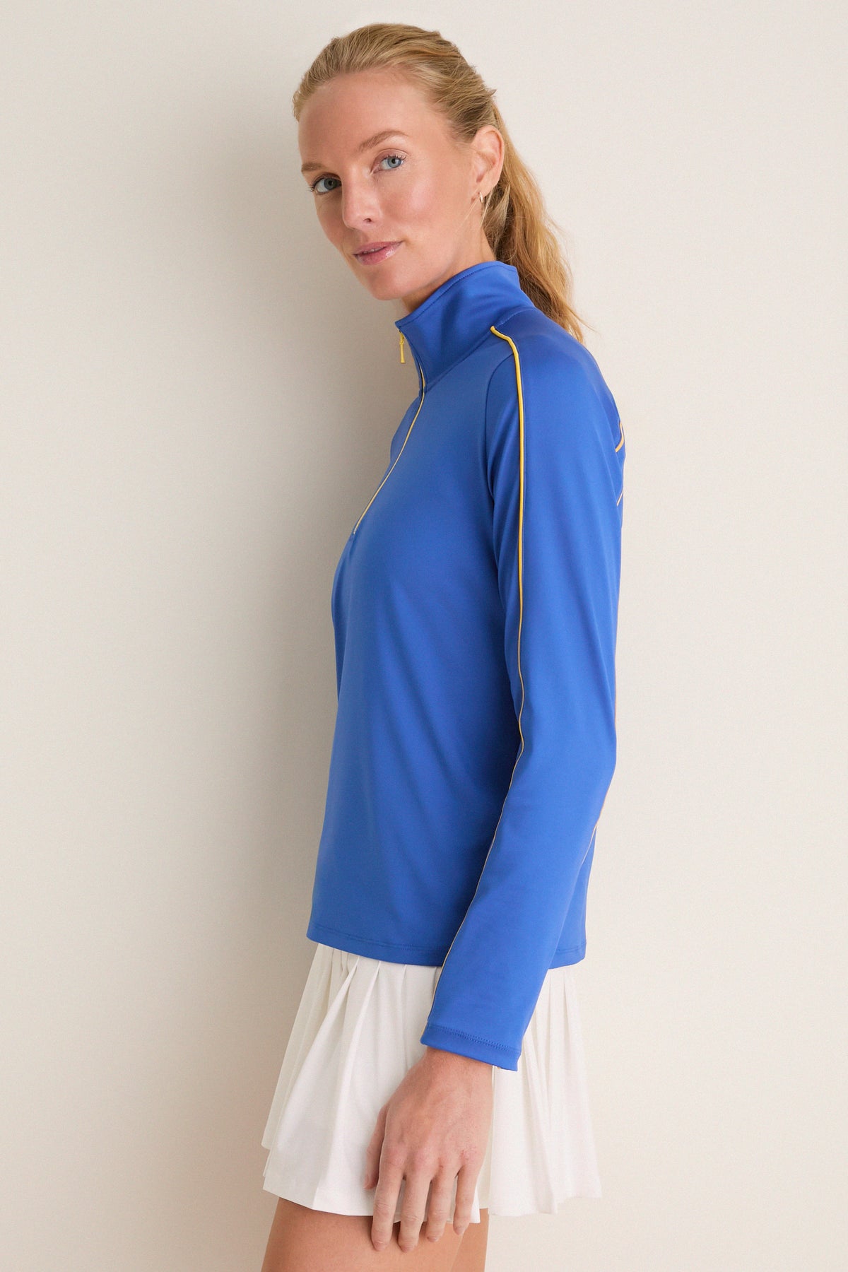 Cobalt Blue Jersey Carver Quarter Zip Tee